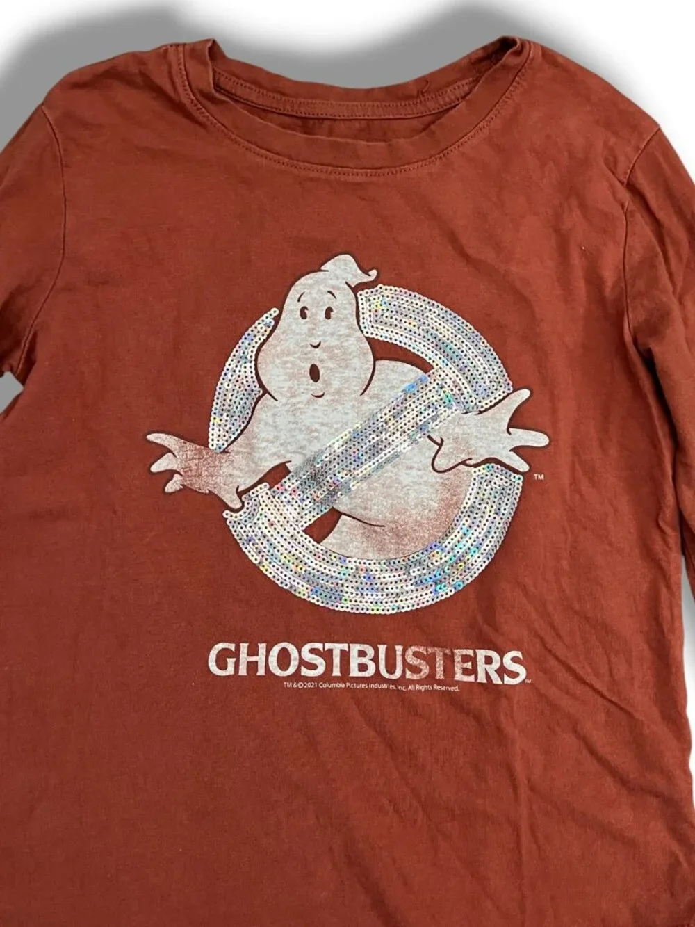Ghostbusters Gap Sequin Long Sleeve No Ghost Organic Shirt Size M Halloween